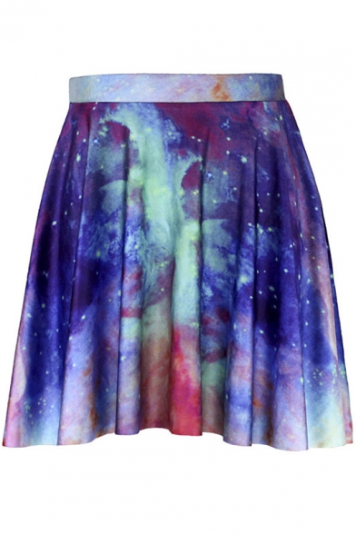 Galaxy Digital Painting Asymmetrical Swing Skirt