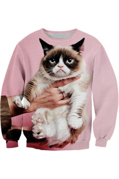 Girlfriend Lifelike 3D Print Adorable Cat Sweatshirt