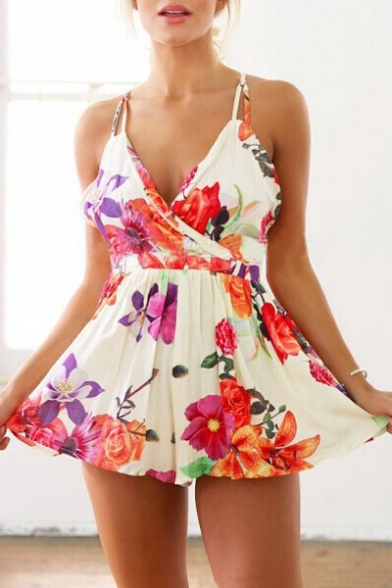Colorful Backless Spaghetti Strap Rompers