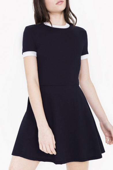 round neck plain skater dress