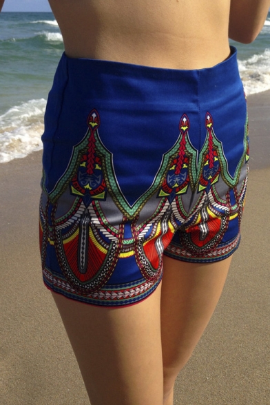 Fashion Women High Waist Tribal Print Tight Fit Hot Pants Shorts
