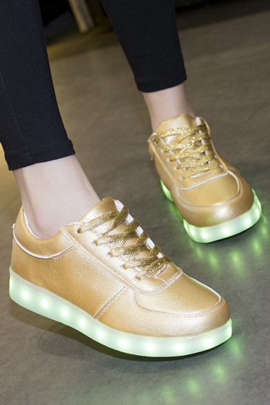 Popular LED Shoes USB Charging Flat Heel Comfort Round Toe Fashion Sneakers