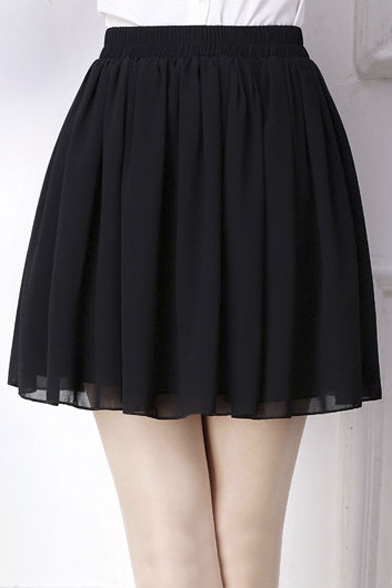 Fashion Women Elastic Waist Chiffon Short Mini Skirt