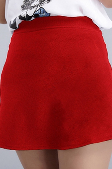 Fashion Women High Waist Zipper Fly A-line Short Mini Skirt