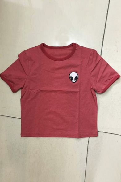 Hot Street Style Round Neck Short Sleeve Graphic Crop T-Shirt