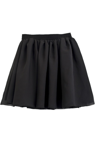 Fashion Women Chiffon Doubled Layer Shirred Waist Mini Short Skirt
