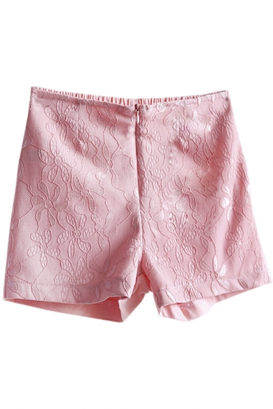 Fashion Women Lace Stitched Zipper Fly Perfect Fit Hot Pants Shorts
