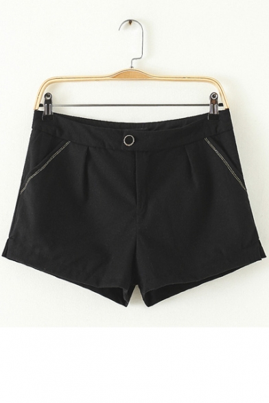 Fashion Women Zipper Fly Pocket Hot Pants Shorts