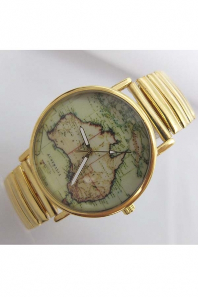 World Map Pattern Young Style Casual Quartz Water Resistance Watch