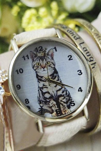 Women's Fashionable Cute Cartoon Cat Print Watch