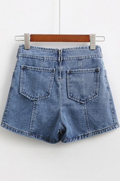 tie front jean shorts