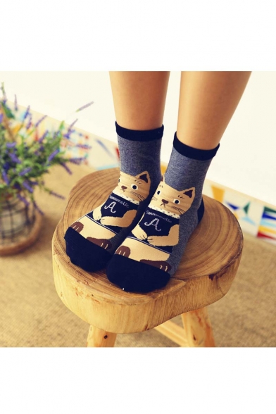 Women Cute Cartoon Socks Cotton Medium Socks