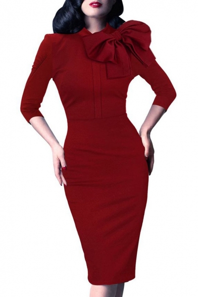 red sheath dress for work