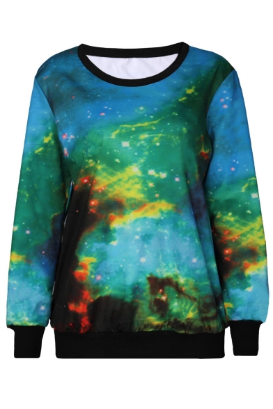 Chic Galaxy Special Pattern Round Neck Long Sleeve Sweatshirts
