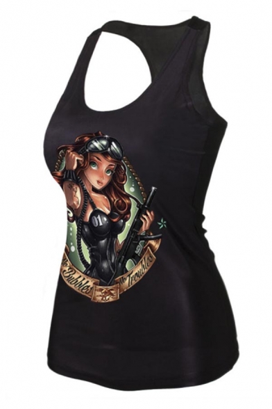Womens 3D Digital Print Gothic Steampunk Tank Top Tee Vest