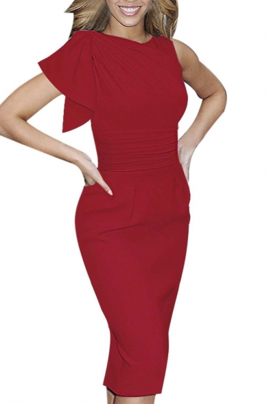 Women's Celebrity Elegant Ruched Wear to Work Party Prom Bodycon Dress