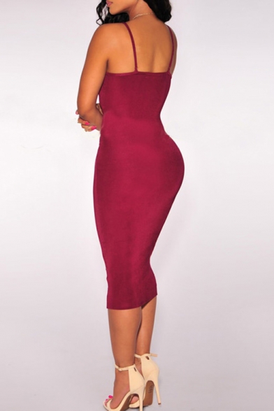 Women's Backless Spaghetti Strap Bodycon Package Hip Dress
