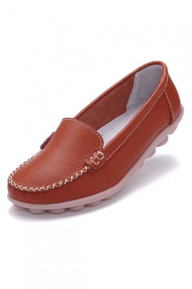 Women's Leather Slip On Loafer Shoes