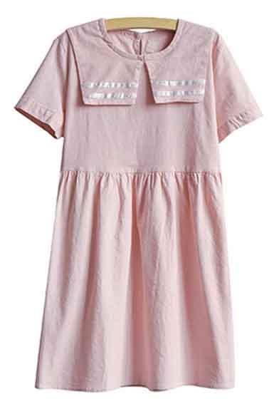 Plain Short Sleeve Cute A-Line Chic Dress