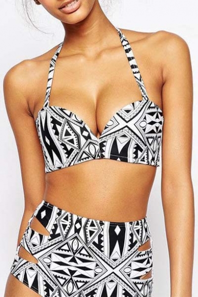 Women's Sexy Summer Halter Pattern Cut Out Design Bikini