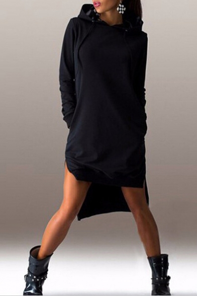 Fashion Women's Summer Casual Long Sleeve Hooded Dress