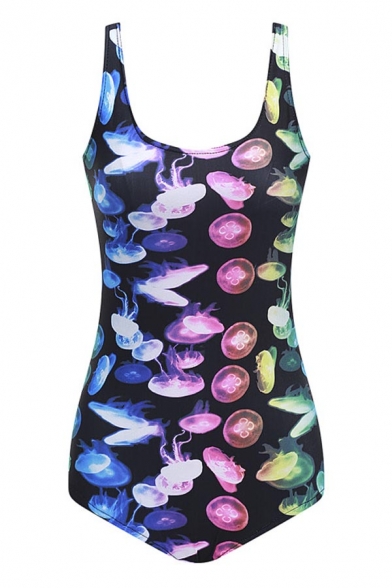 Colorful Jellyfish Digital Print One Piece Swimwear