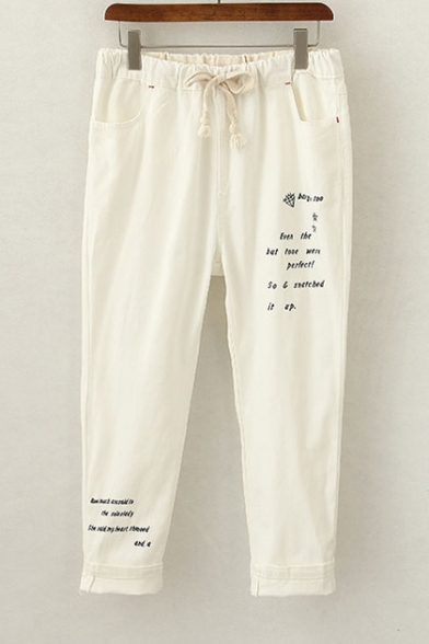Fashion Letter Print Casual Tapered Pants