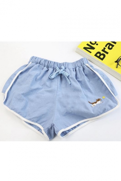 Sports Style Casual Contrast Trim Drawstring Waist Hot Shorts