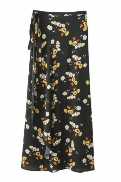 Women's Floral Print Knotted Skirts