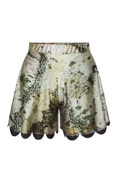 Women's Summer New Fashion Casual Printed Elastic Waist Plus Shorts