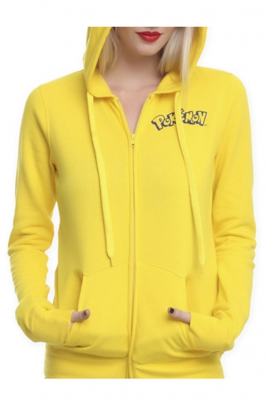 Pikachu Ears Face Tail Zip Hoodie Sweater Cosplay Cloak Jacket Coat