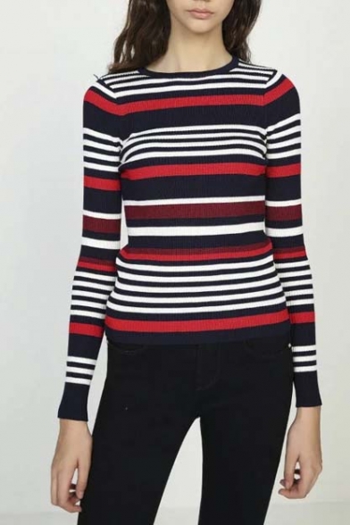 Women's Striped Color Block Skinny knitwear