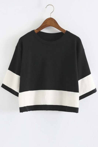 Round Neck Stripe Loose Sweater