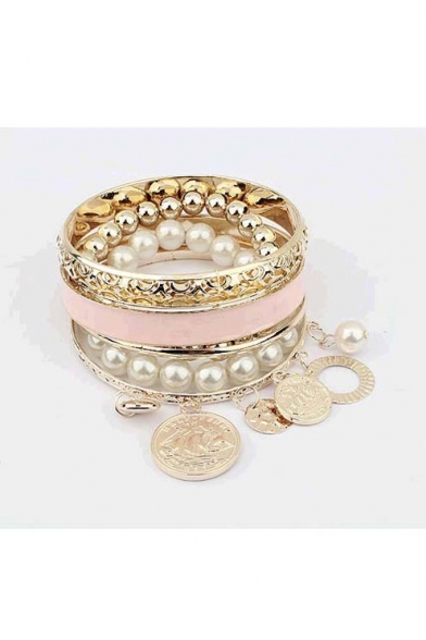 Elegant Shining Bohemian Styls Pearl Alloy Chic Lady's Bracelets