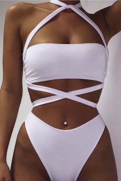 Women's Sexy Plain Tieback Swimsuit