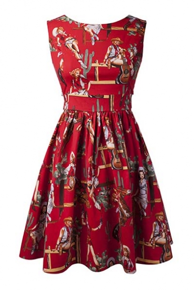Women's 1950s Style Rockabilly Swing Vintage Dresses Party Dress