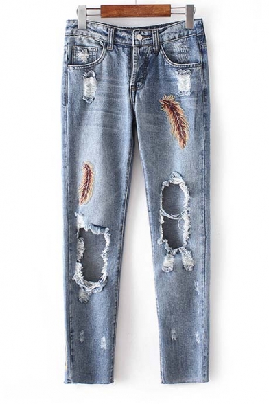 New Fashion Ripped Cut Out Design Women Boyfriend Jeans