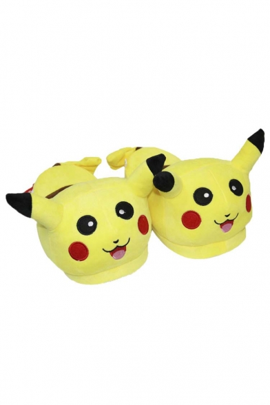 Slippers Plush Stuffed Shoes Casual Indoor Cartoon Home Expression Pikachu Unisex Footwear