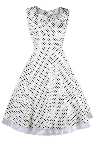 Vintage Swing Midi Dress-Women 1950s Vintage Knee Length Party Cocktail Dress