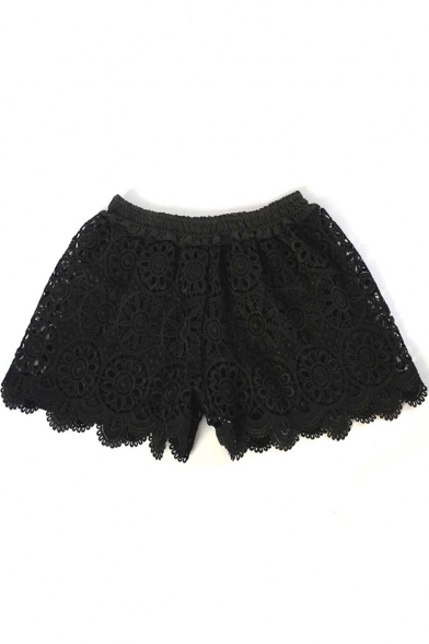 Women's Tiered Crochet Lace Shorts