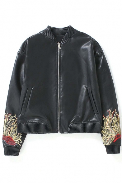 Cool Girl Embroidered Zip Detail Jacket