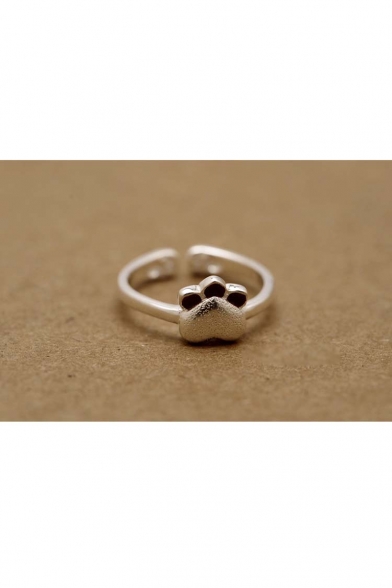 Cute Cat Footprints Shaped Opening Ring Adjustable Ring