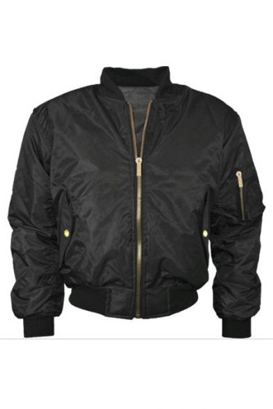 New Womens Classic Bomber Jacket Vintage Zip up Biker Jacket Stylish Padded Coat