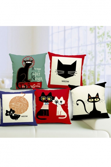 Cute Cartoon Cat Personality Heavy Pound Of Cotton And Linen Sofa Pillowslip
