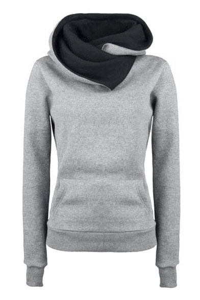 Women's High Collar Long Sleeve Hoodie Sweatshirt