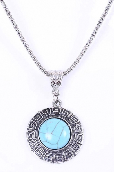 Women's Metal Gemstone Pendant Necklace