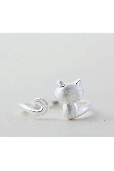 Hot New Release Cute Cat Shaped Silver Opening Ring Adjustable Ring