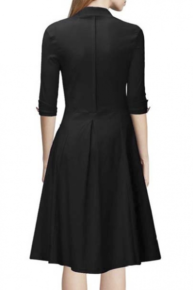 deep v neck swing dress