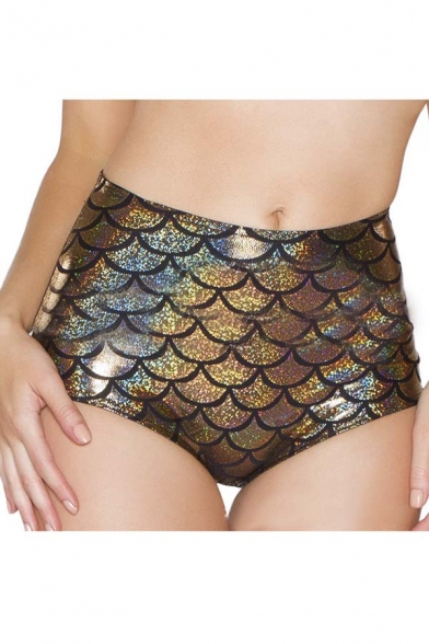 Women's High-Waist Mermaid Fish Scale Shorts