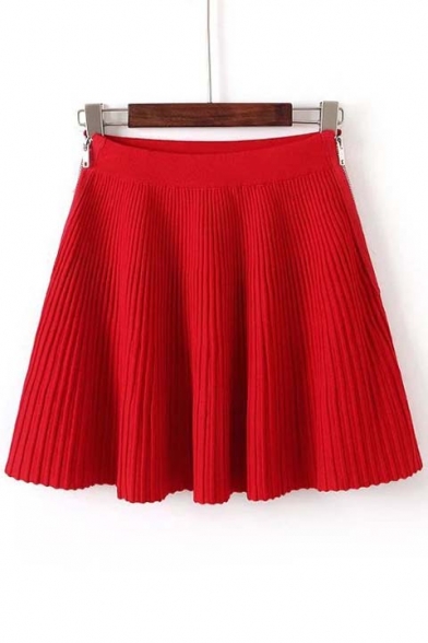 Chic Plain A-Line Pleated Mini Skirts